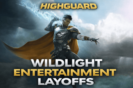 Highguard character wielding a lightning charged sword against a stormy sky backdrop