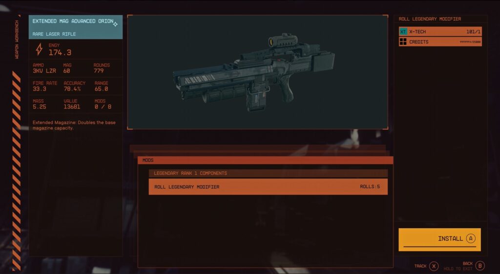 Starfield Weapon customization / workbench UI 
